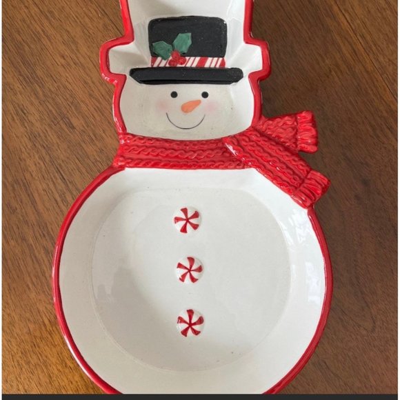 Burton and Burton Peppermint Snowman serving tray/Dish/candy dish Burton and Bur - Picture 4 of 7